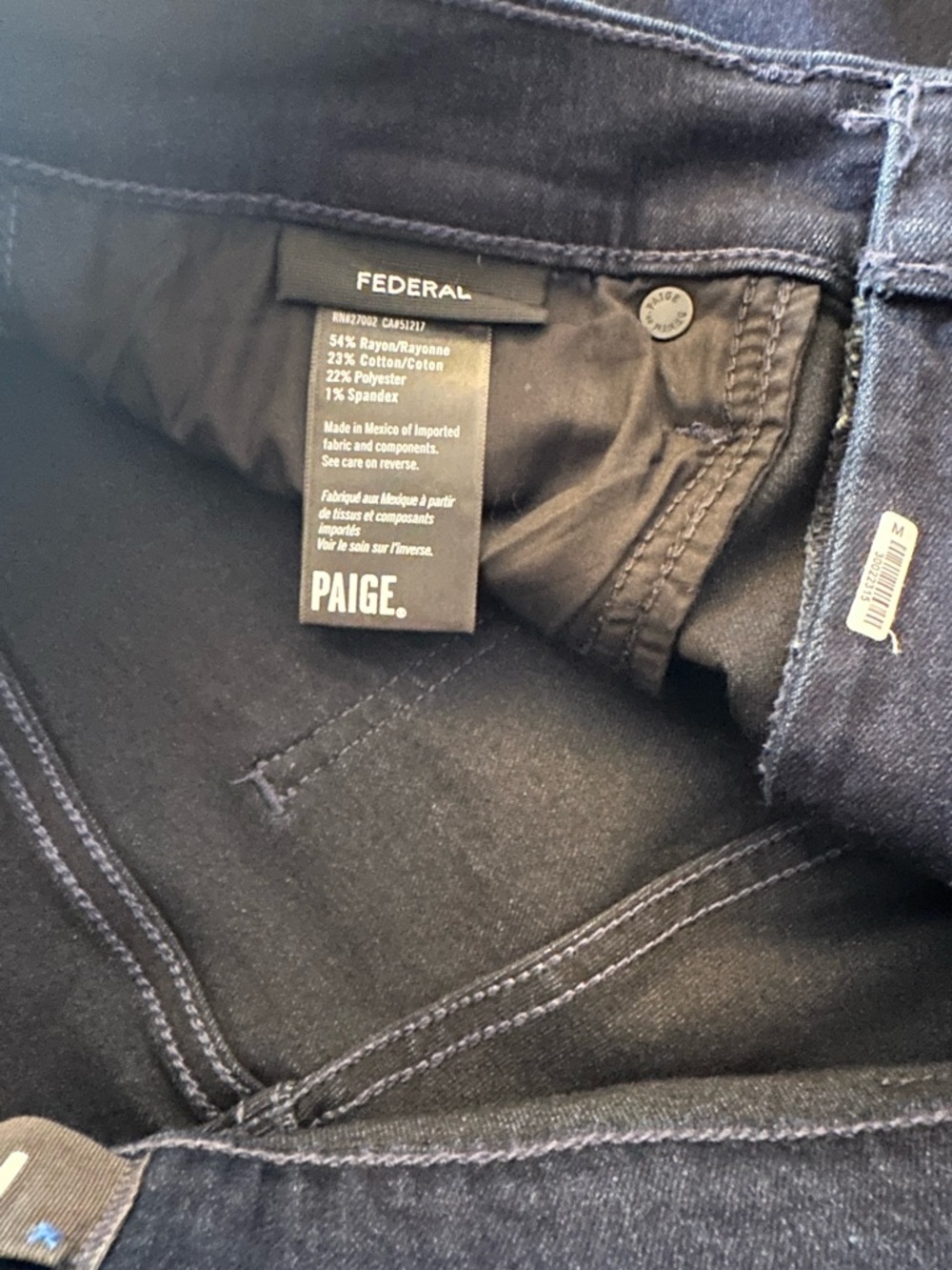 PAIGE Men's Federal Transcend Slim Straight Jeans Inkwell Size 32 x 29 - Picture 5 of 7
